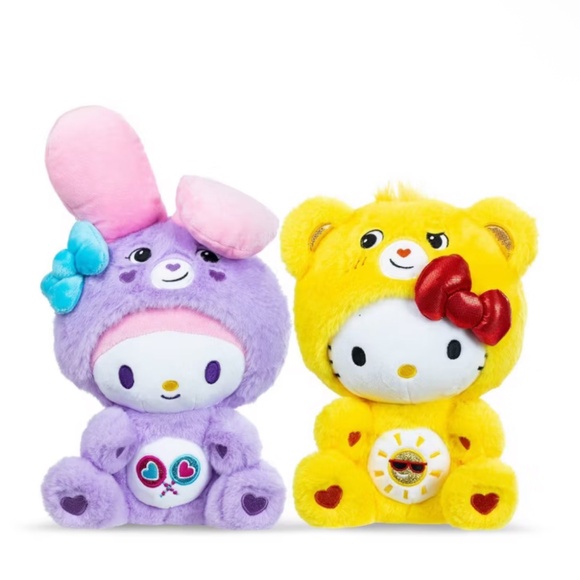 Care Bears x Hello Kitty Plush 2 Pack - Hello Kitty as Funshine Bear & My Melody - Picture 10 of 11